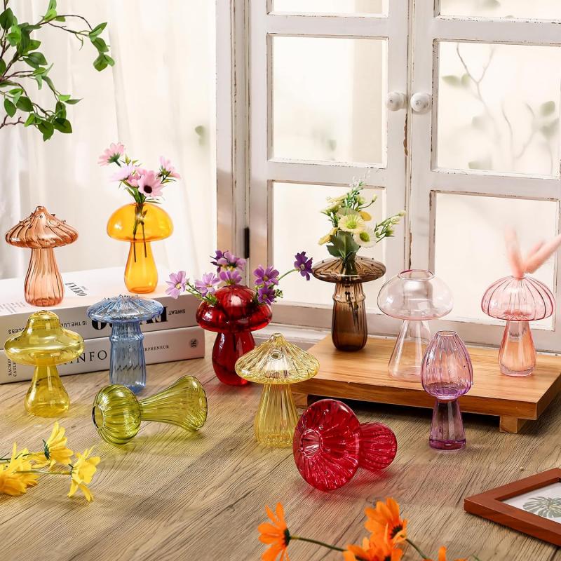 Yeni Mantar Cam Vazo Yaratıcı Bitki Hidroponik Vazo Ev Şeffaf Aromaterapi Şişesi Küçük Vazo Masa Çiçek Süslemeleri