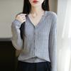 Leichte Strickjacke für Damen aus 50 % Wolle und 50 % Maulbeerseide – vielseitige Strickware für 4 Jahreszeiten für ganzjährigen Komfort und Stil