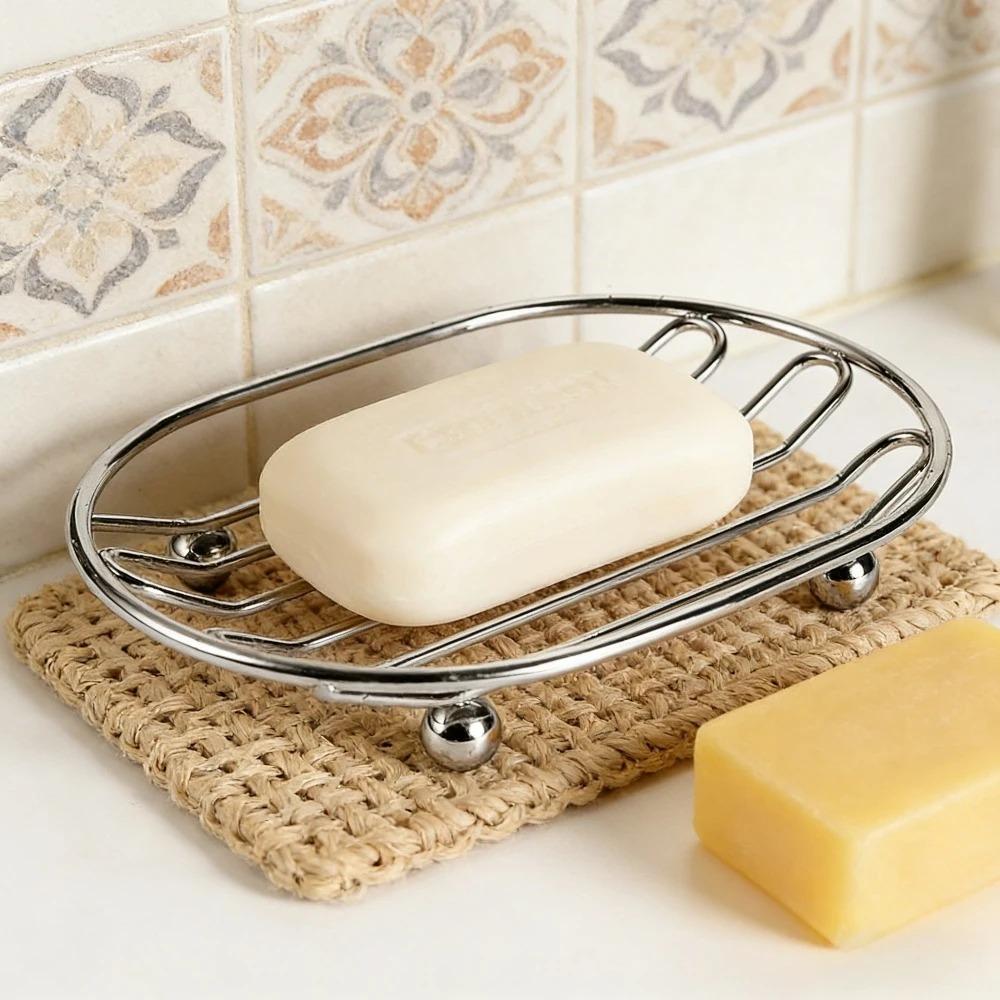 Metal Soap Dish Drainage Rack Rust Resistant Bathroom Shower Soap Holder Bathroom Accessories Minimalist Style Home Decoration