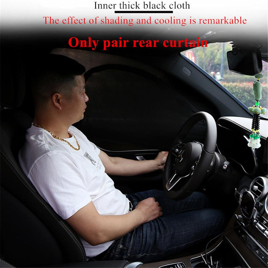 Double layer Car Rear Side Window Sunshade UV Protect Perspective Mesh W/ Zipper