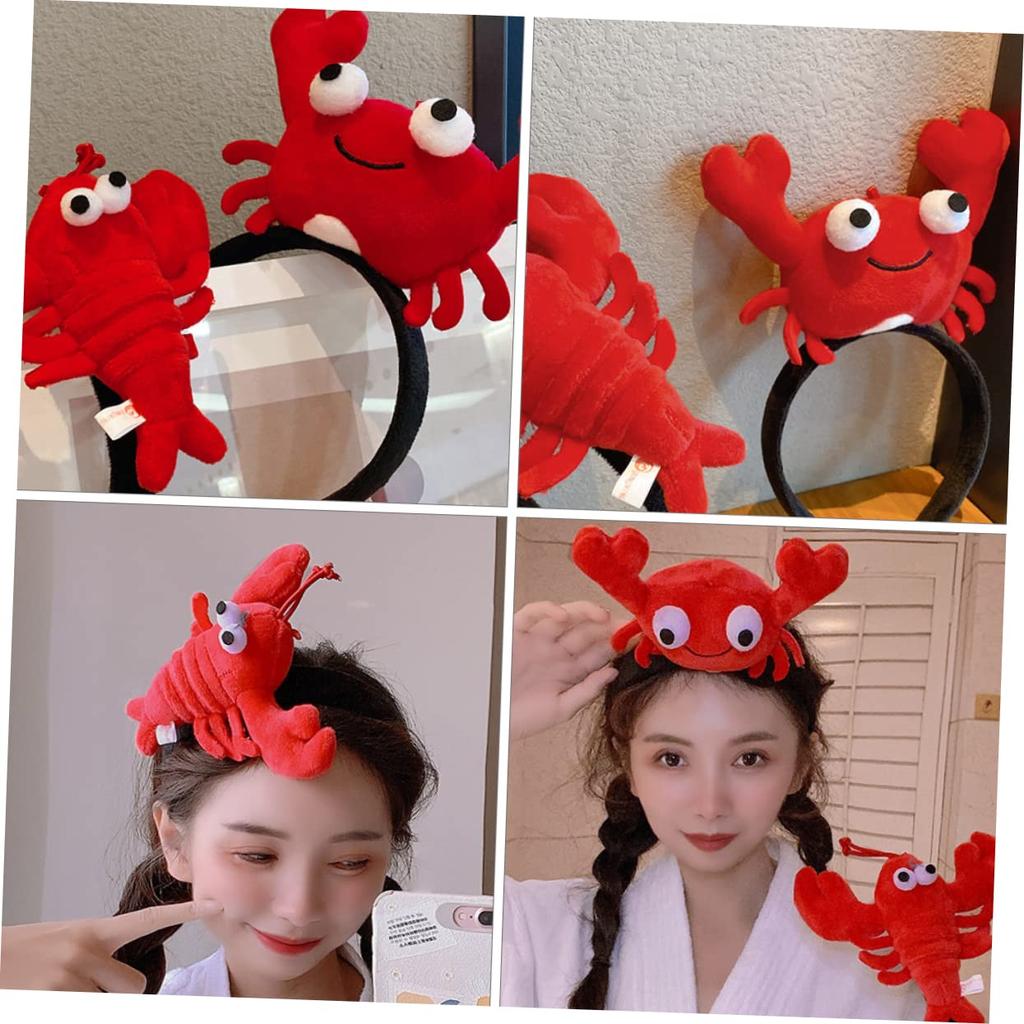 Minkissy 2-Piece Fabric Crayfish Headbands for Kids, Lobster Character Hair Accessories, Cute Headbands for Christmas, Halloween, and Cosplay