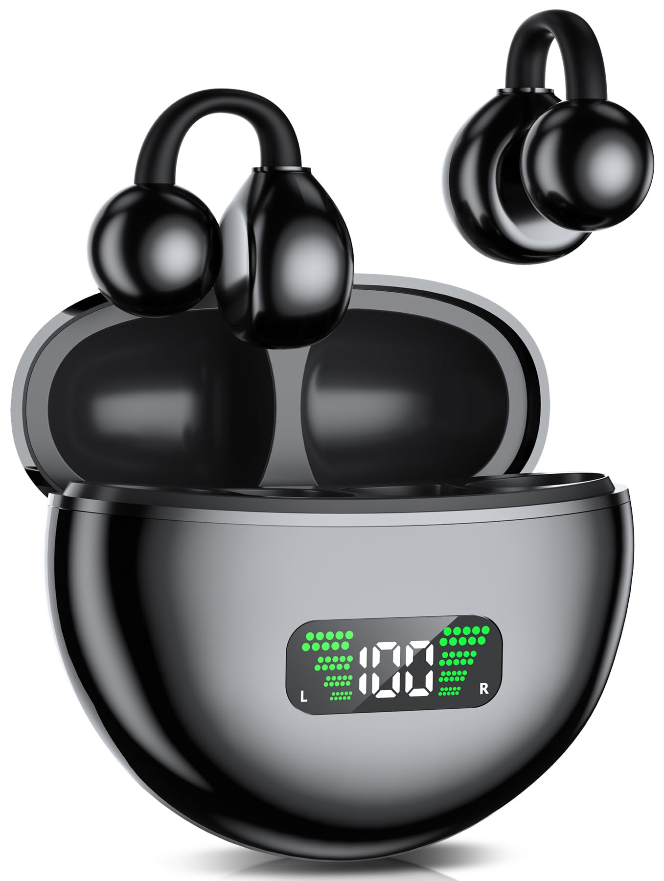 

AQielev Ear Cuff Earphones Industry Double Protection Outdoor Safety and Hearing Wireless Earbuds with Bluetooth Clamp Air AI Call Noise Fast Up to 30 чёрный