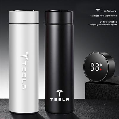 500ml Inteligentny kubek termiczny do samochodu ze stali nierdzewnej, izolowana butelka na wodę do Tesli Model 3 Model Y Model S Model X Cybertruck Roadster
