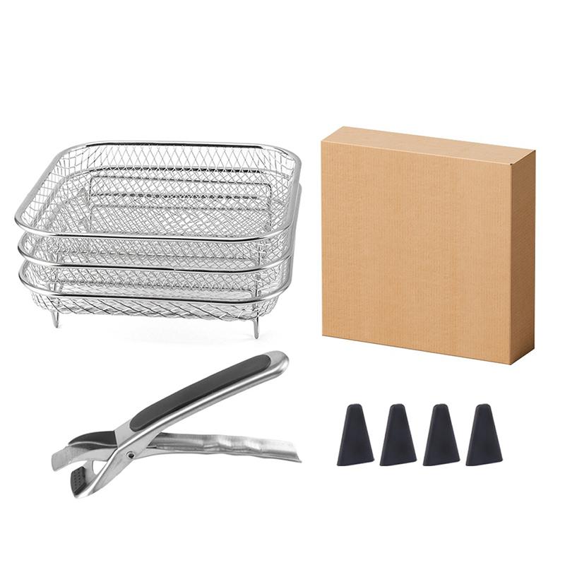 3 Layer Air Fryer Grille Suitable for Air Fryers Oven Grill Stainless Steel Stackable Grill Kitchen Utensils Cook Multiple Foods