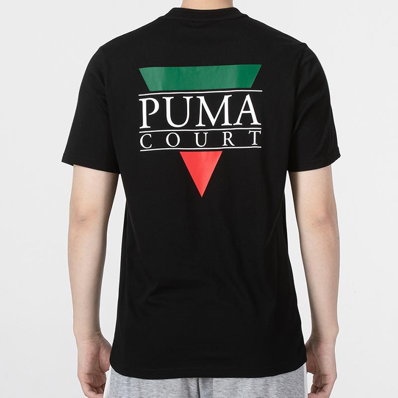 PUMA Tennis Club Graphic Tee With Back Logo And American Retro Print Men Tops Black 536958-01