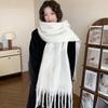 Tassel Wool Scarf Plush Long Shawl Elegant Winter Cashmere Scarves  Women/Men