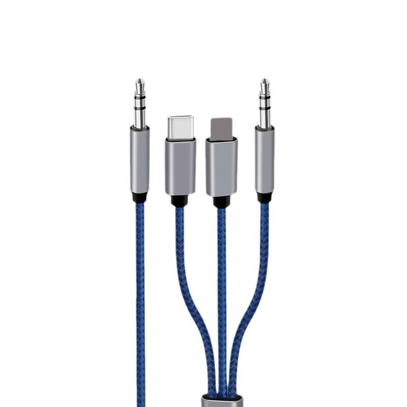Apple Type-C to 3.5mm AUX Audio Cable for Mobile Phones - Multi-Function Three-in-One Car Speaker Connection