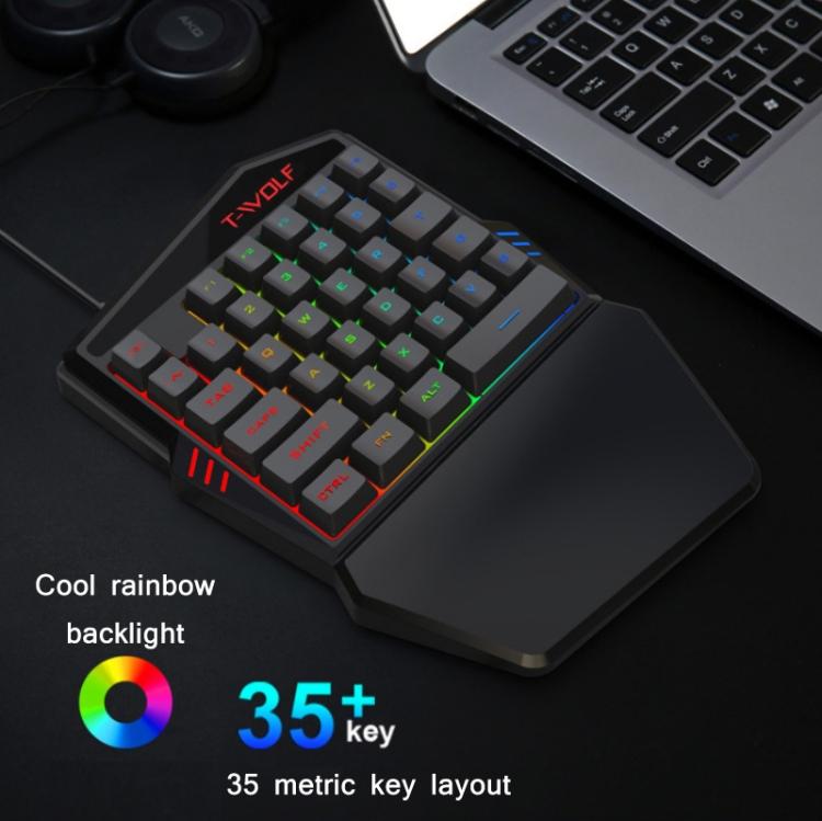 T-WOLF Mobiles Gaming Einhand-Tastatur, Spezifikation: Tastatur+Maus+Thron