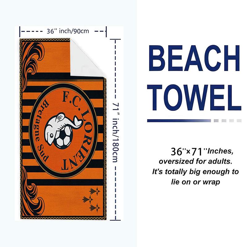FC Lorient Print Beach Towel, Large Soft Quick Dry Towel for Beach Camping Swimming
