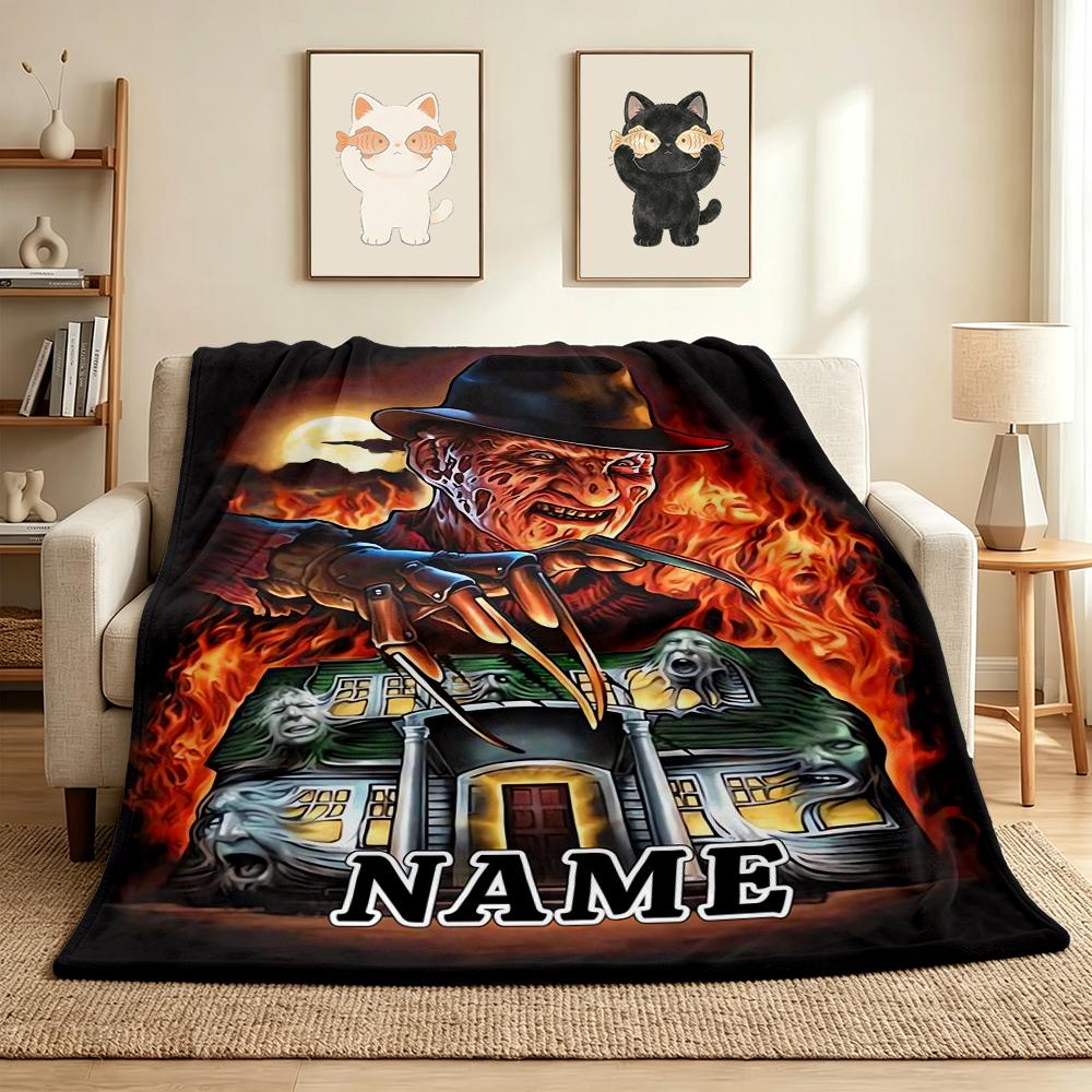 Custom Name Nightmare House Flannel Blanket Throw Blanket Soft Warm Sofa Bed home Decor Unique Gift