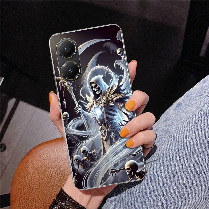 Death Grim Reaper Skull Scythe Phnoe Case for Xiaomi Poco X5 X6 X7 Pro X4 Gt F7 Ultra M8 M7 Redmi 15C 15 13C 13 12C 12 Unique Co