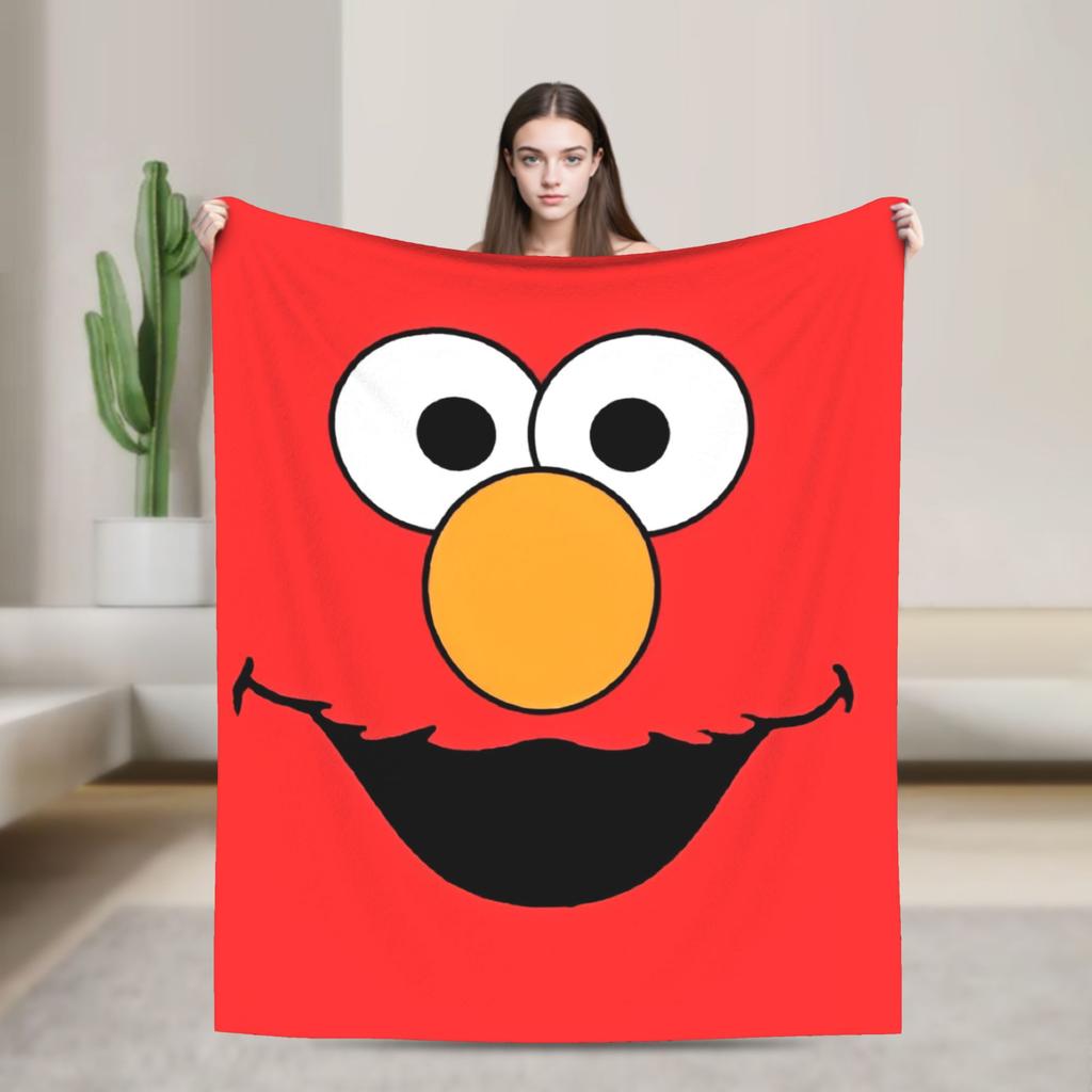 Warm Soft Blanket Travel Office Cookie Monster Elmo Throw Blanket  Flannel Bedspread For Outdoor Funny Sofa Bed Cover