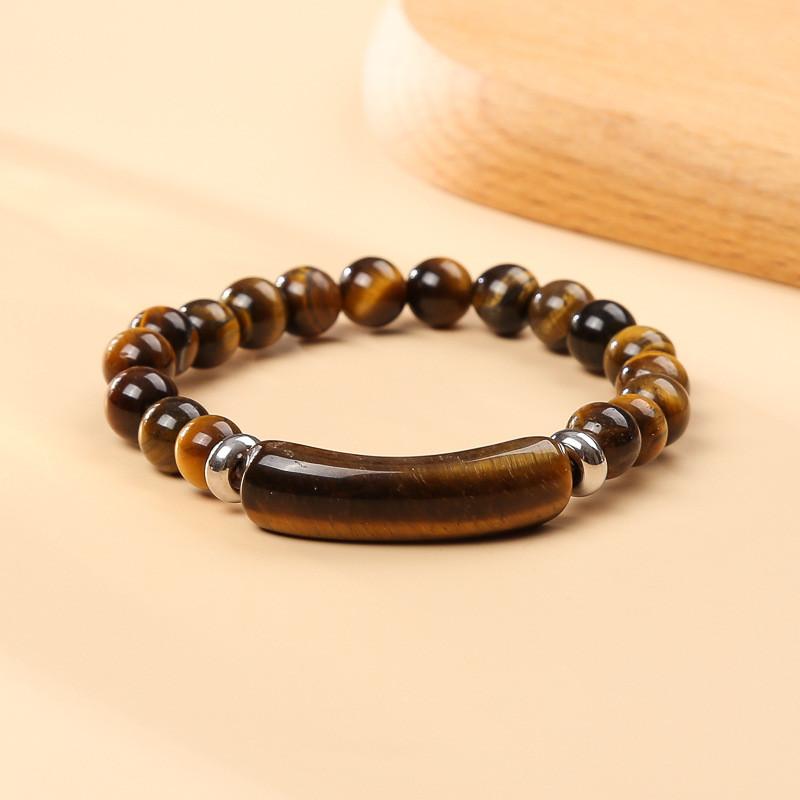 Braccialetto con Perline di Cristallo di Agata Geometrica con Design Artigianale per Accessorio Moda Unisex