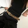 Retro Leopard Print Belt For Women With Alloy Buckle Leather Waistband For Dress And Jeans