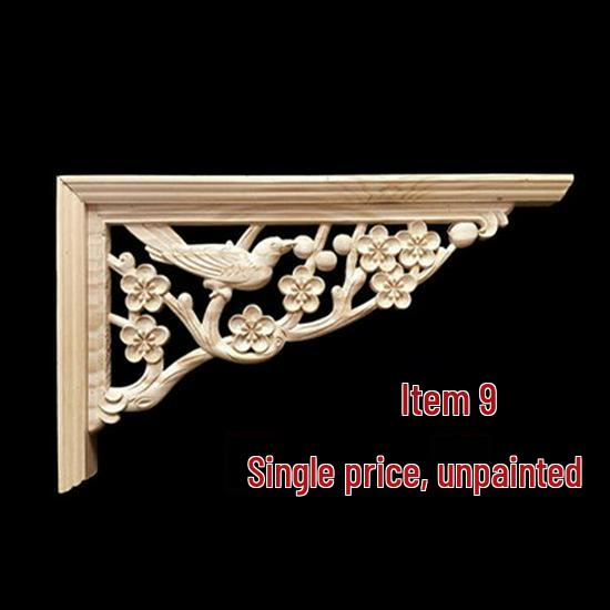 Double-Sided Carved Solid Wood Lintel: New Chinese Antique Corner Decoration for Background Walls