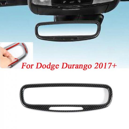 Carbon Fiber For Dodge Durango 17+ Interior Top Rearview Mirror Cover Trim Frame