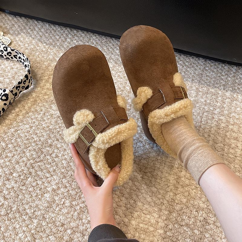 

Женские зимние ботинки на толстой подошве с ремешком и пряжкой, легкие, теплые, с подкладкой, нескользящие, износостойкие, повседневные кроссовки, хлопковые ботинки 40 темно-коричневого