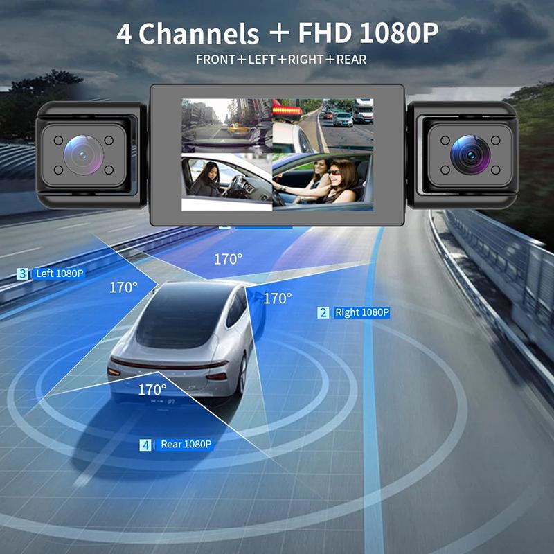 1080P Video Recorder WIF Dash Cam 3/4 Lens Car DVR 360 Degrees Front left right Rear view camera Black Box Dvr Car Assecories