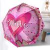 1pc Believe Heart Decorative Auto-Fold Umbrella with One-Touch Open/Close - 8 Reinforced Ribs for Windproof Stability,  Yy251118170