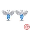 Factory  925 Sterling Silver Jewelry Animal Heart Sparkling Zircon Earrings Circle Flower Original Charm Earrings Gift