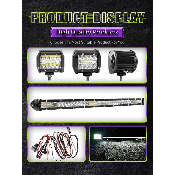 2 In 1 4x4 Off Road LED Light Bar Pods 4inch 21inch Remote Control Cable Group Fog Driving Work Light For Auto ATV Truck Jeep