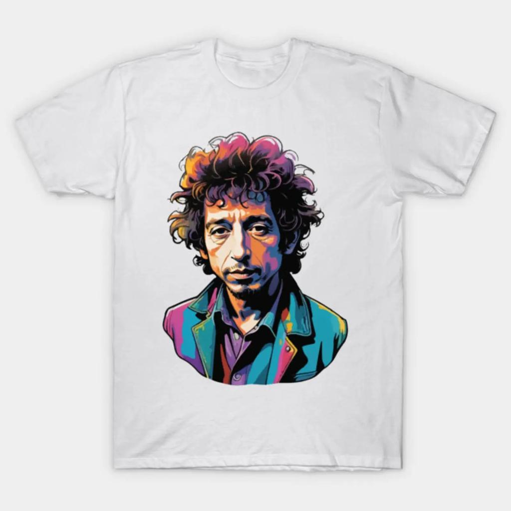 Bob Dylan Folk Colorful Illustration T Shirt Vintage Soft Streetwear Top For Everyday Wear Breathable Homme Stylish