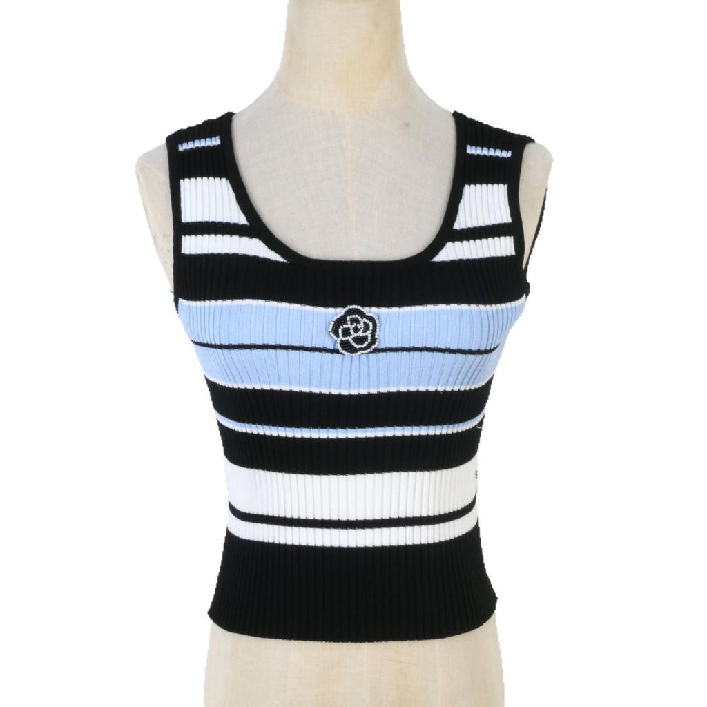 Farbblock Gestreifte Ärmellose Strickweste: Frühlings-/Sommer-Pendlerstil