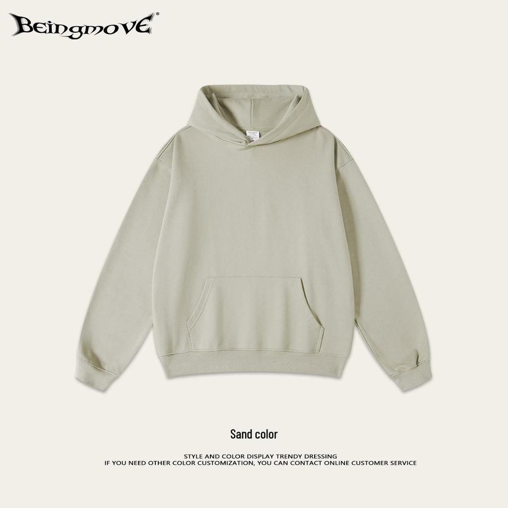 2025 Autumn Men's Basic Heavyweight Terry Cloth Hoodie - Trendy American Brand, Solid Colors, Unisex Design.