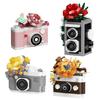 Slr Retro Camera Mirror Flower Model Building Block Set-Creative Trendy Ornament Educational Toy For Children Gift Ornament