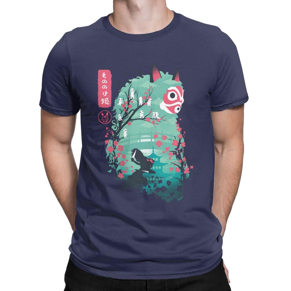 Men S Japanese Ukiyo E Princess Mononoke Classic T Shirt Ghibli Cotton Clothing Novelty Short Sleeve