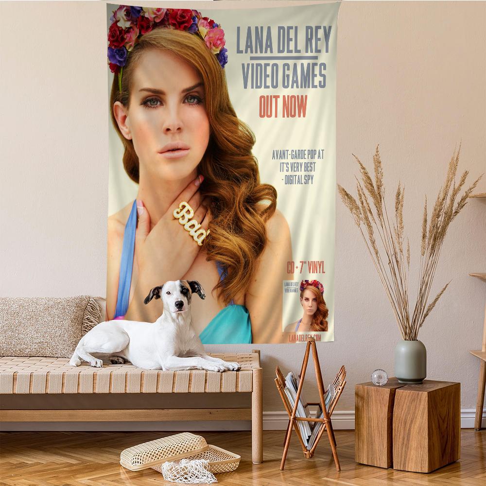 Arazzo da Parete Album 2023 Lana Del Rey Ritratto Monocromatico con Testo Tracklist Appeso a Parete per Appassionati di Musica Indie Decorazione Camera da Letto
