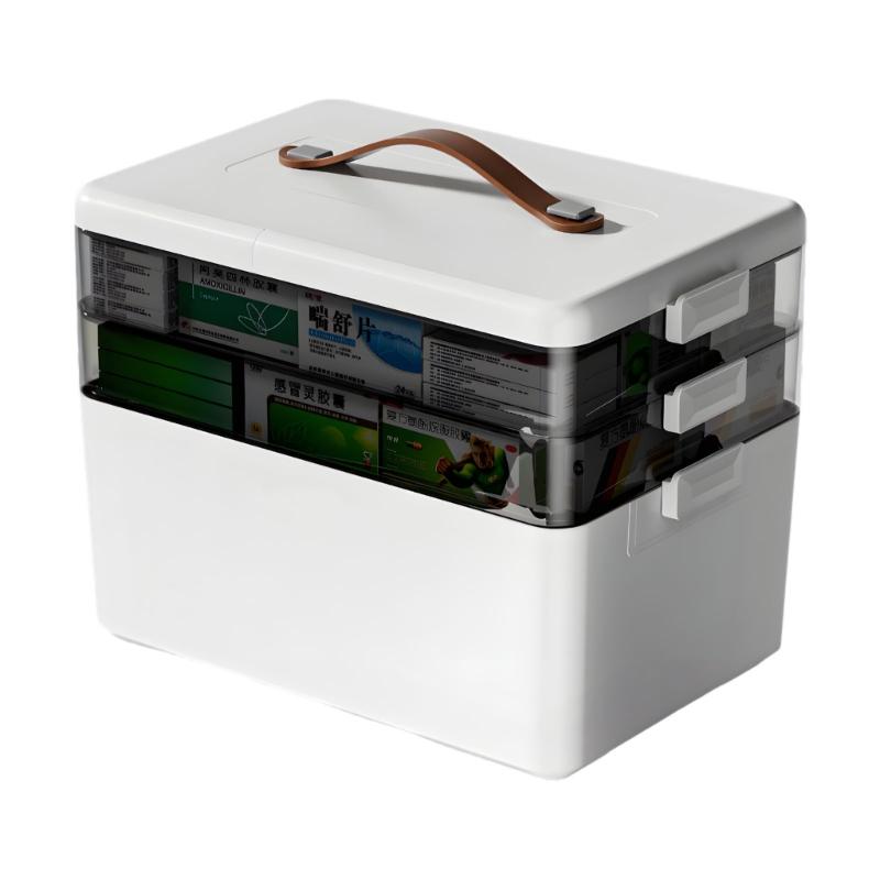 

Large Capacity Portable Storage Container Transparent 3 Compartment Design For Home Office Travel Essential Organization Solution 1