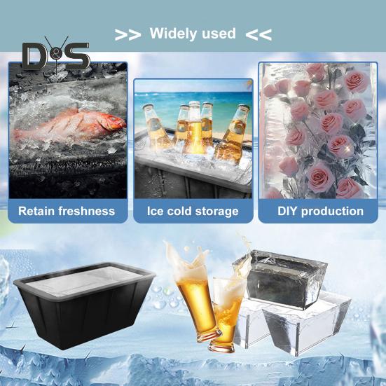 Silicone Ice Cube Mold Reusable Large Ice Cube Tray for Coolers Beach Trips Ice Block Molds for Freezer Ice Bath Chiller Accessories