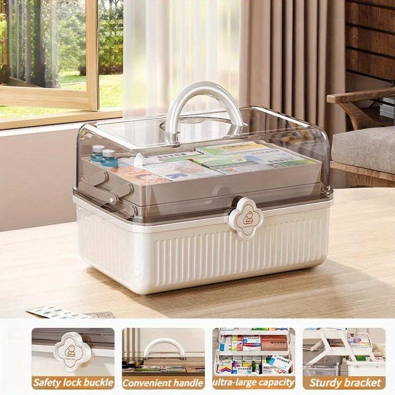 

1 шт. Коробка для хранения лекарств - 3-ярусный органайзер для дома/путешествий | Прозрачные пластиковые отделения и ручка для переноски