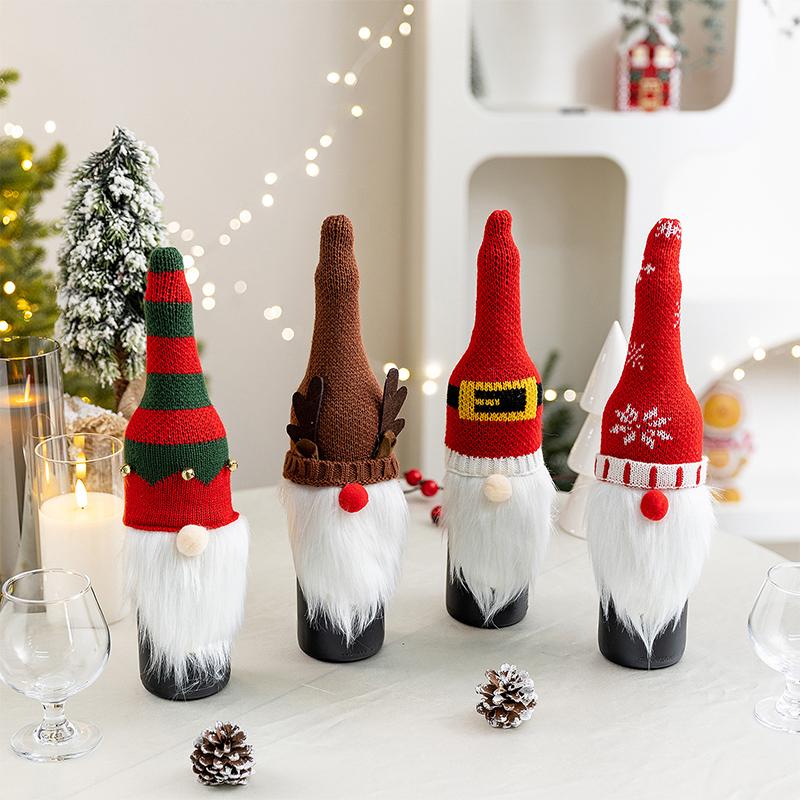 1PC Champagne Decoration Christmas Decorations Wine Bottle Bag Cute Santa Claus New Year Multiple Options Available