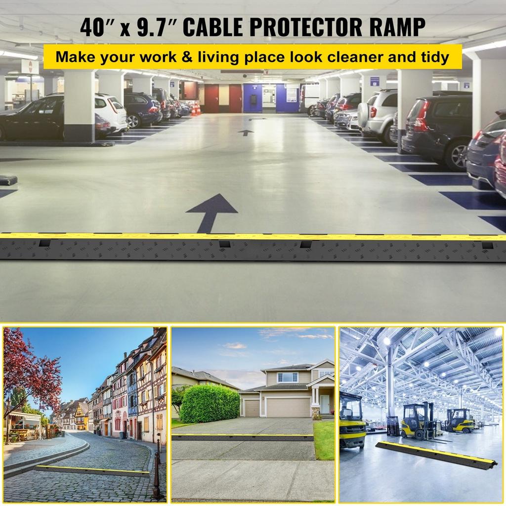 3 Pack of 2 11000lbs Per Axle Capacity Protective Wire Cord Ramp Driveway Rubber Traffic Speed Bumps Cable Protector