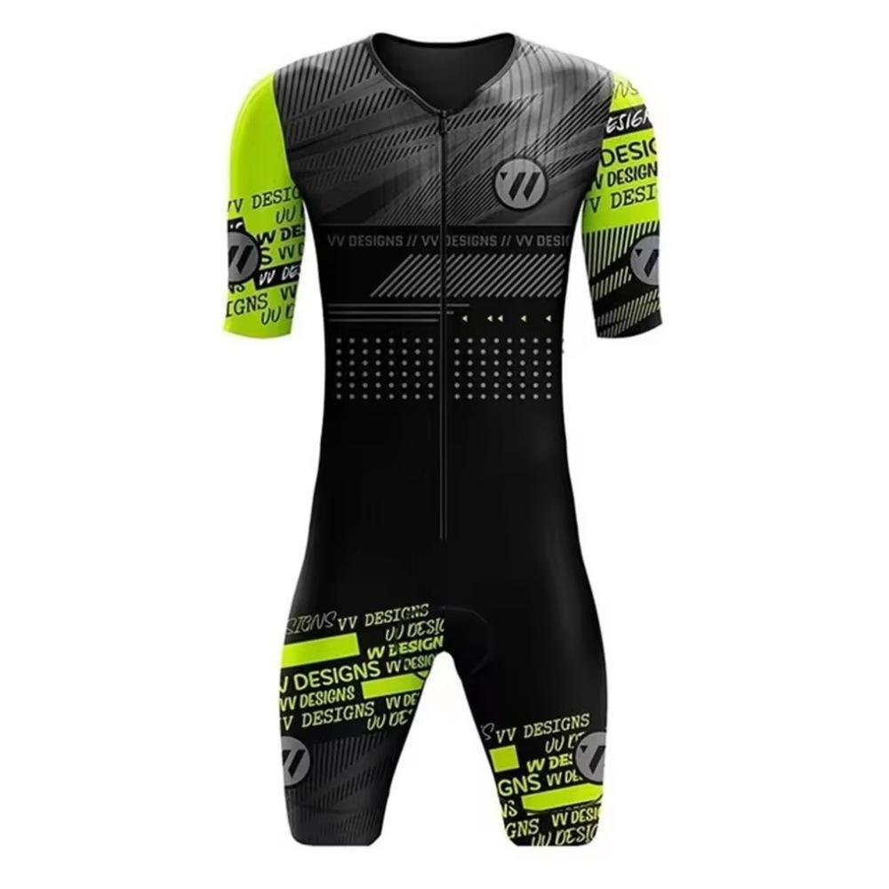 Tuta intera da triathlon a maniche corte da uomo, tuta da ciclismo per mountain bike, tuta traspirante ad asciugatura rapida, tuta da ciclismo