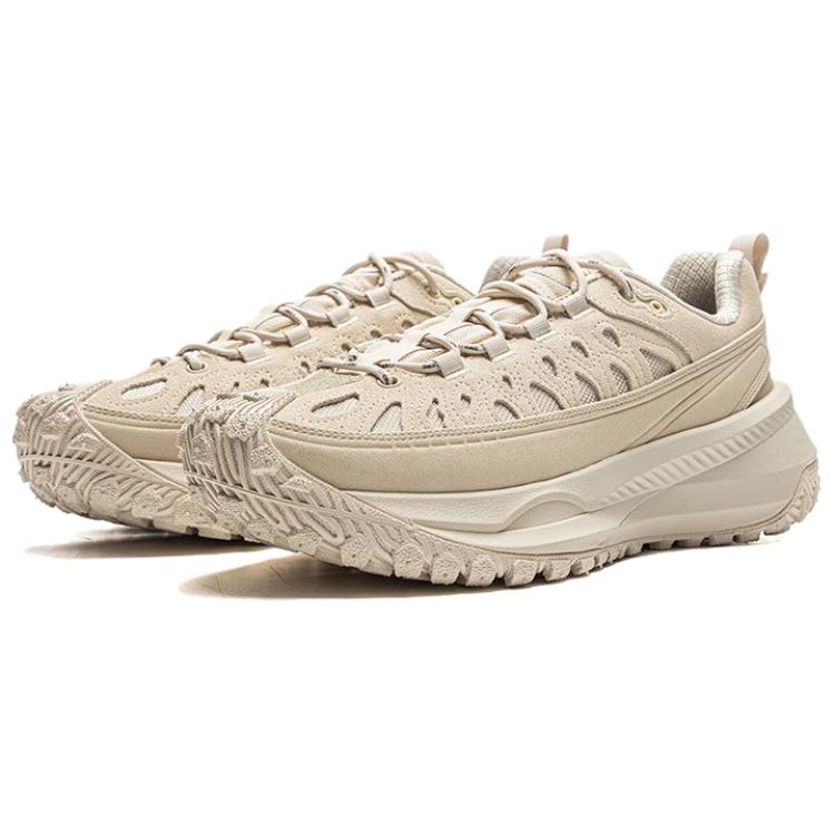 Li Ning Synthetic Leather Cow Split Leather CRC Sports Comfortable Wear-Resistant Breathable Low-Top Casual Shoes Unisex Casual Shoes AZGV175-8