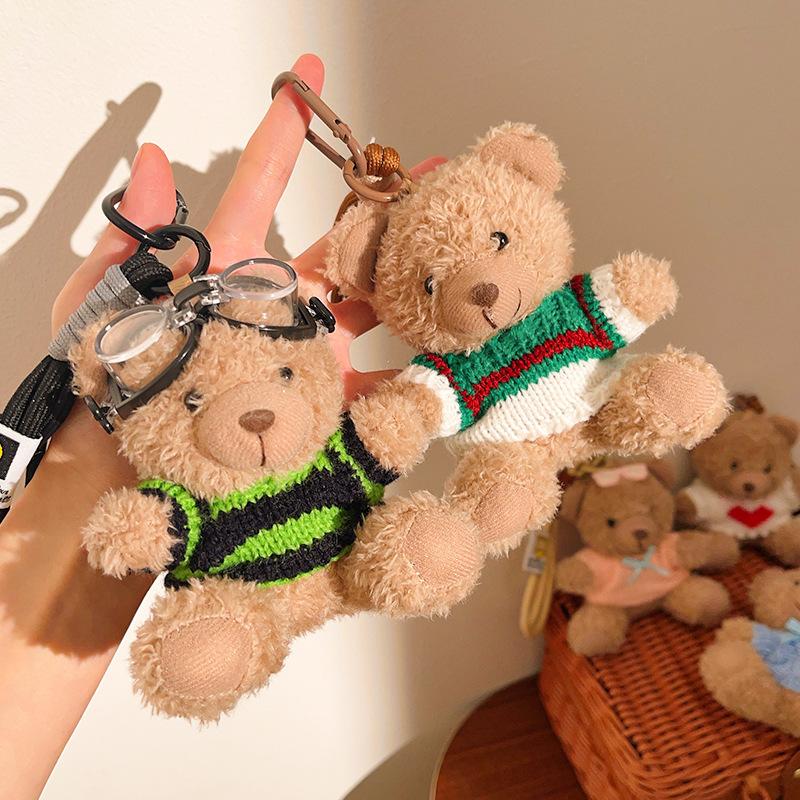 Cool Plush Bear Keychain Cute Cartoon Doll Pendant Couple Bag Ornament Creative Gift