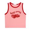 Europäisches und amerikanisches Instagram-Retro-Pink-Erdbeer-Print Y2K Sexy Short Style Kontrast-Panel Ärmelloses Spicy Girl Tank Top für Frauen