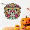 Durable Sunproof Window Stickers Flower Skull Wall Sticker, Day of The Dead Decorative Decals, Waterproof PVC Removable for Windows Glass Doors