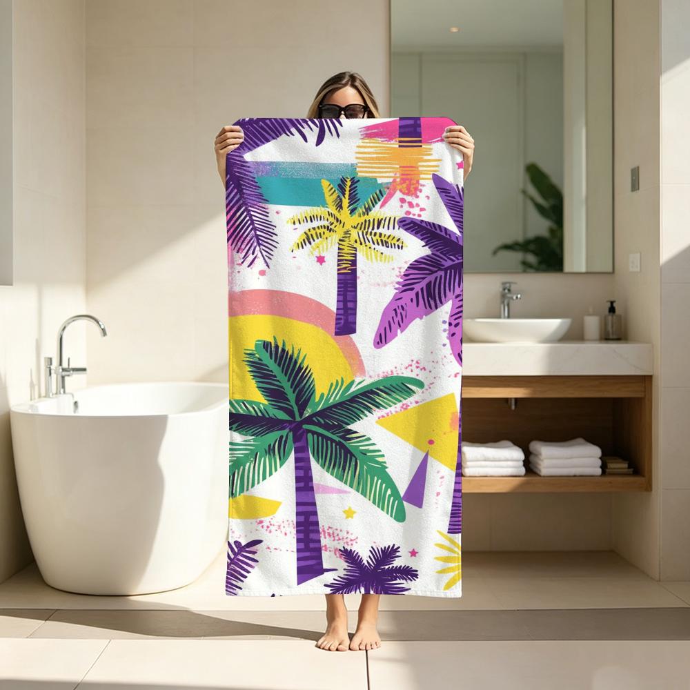 Beach Vibe Summer Coconut Tree Towel ultra-fine fiber quick drying absorbent bath towel, outdoor swimming sports towel