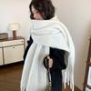 Mohair Winter Cashmere Scarves Tassel Long Shawl Simple Wool Scarf  Autumn Winter