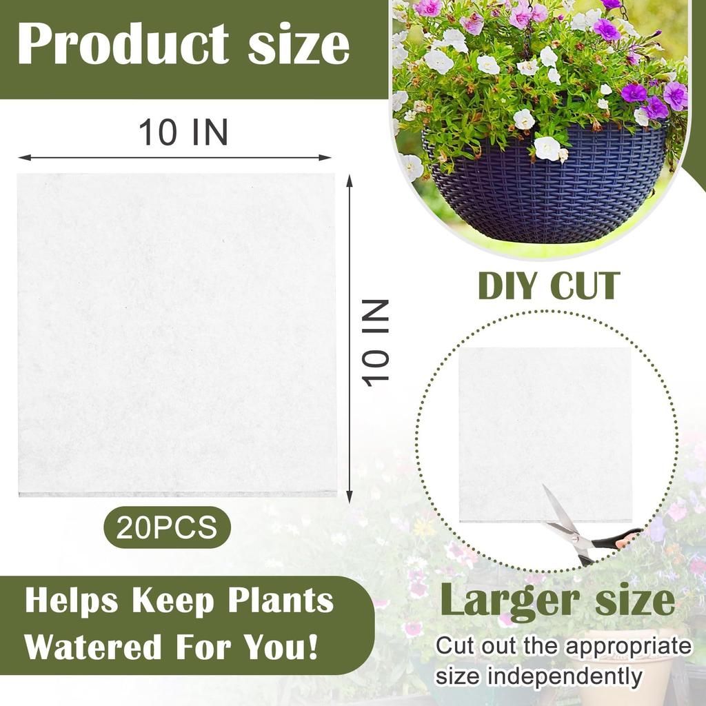 Self-Watering Basket Liner - Thick Absorbent Cotton Plant Pad - Automatic Watering Mat for Indoor & Outdoor Plants