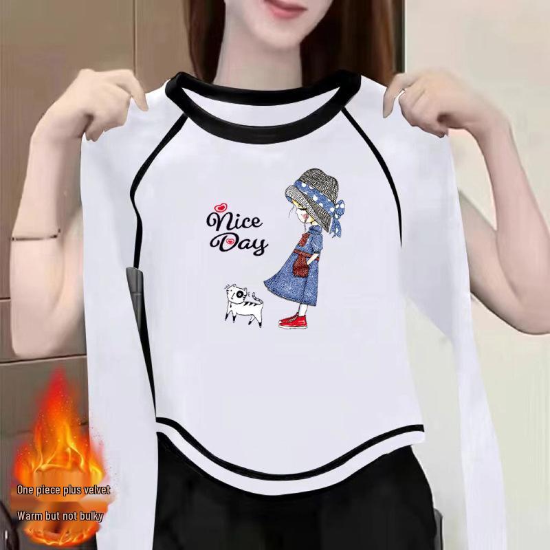 

Women s Double-Sided Velvet Long-Sleeve Tee - 2024 Autumn/Winter Chic Versatile Top L fits 58-63 kg