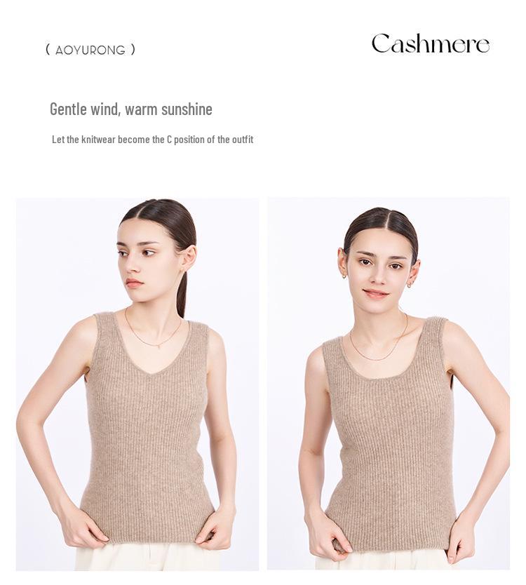 Damen Slim Fit Kaschmir-Camisole - Schmeichelhaftes ärmelloses Strickoberteil