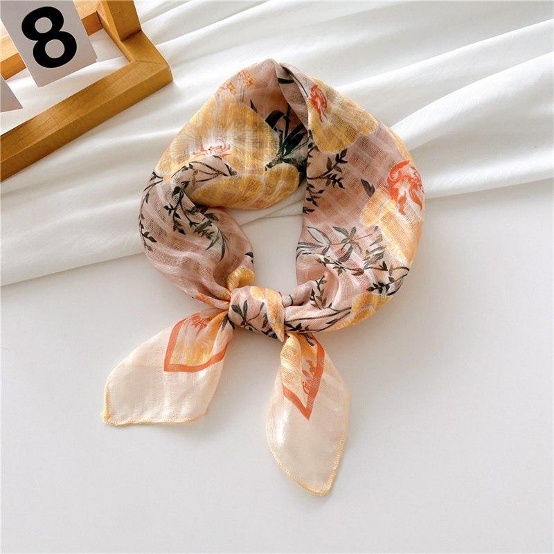 All-Match Fashionable Spring Autumn Silk Scarf Band Decorative Scarf Elegant Scarf Hair Korean-Style Square Towel Women's Cotton Linen Small