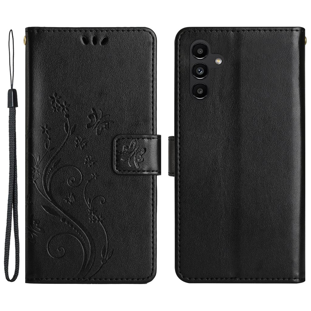 For Samsung Galaxy S24 FE Phone Case Butterfly Flower Imprinted Leather Flip Cover