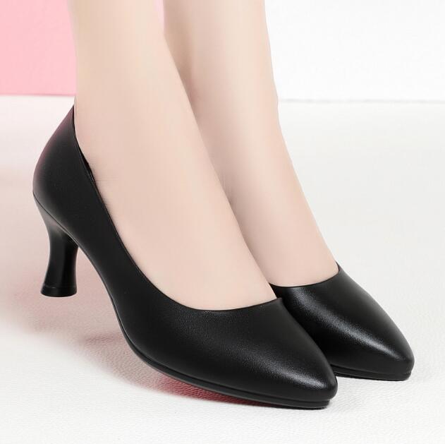 New Genuine Leather Women Shoes Low Heel Comfortable Female Casual Shoes Mid Heel Office Work Shoes Women Wedges Shoes 8 models