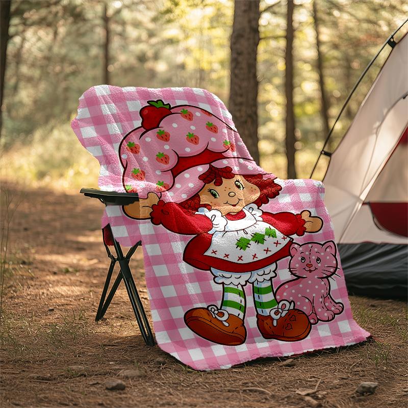 1pc Strawberry Princess6 Theme Blanket - Digital Print, Polyester, Cozy for All Seasons, Perfect for Outdoor, Camping, and Travel